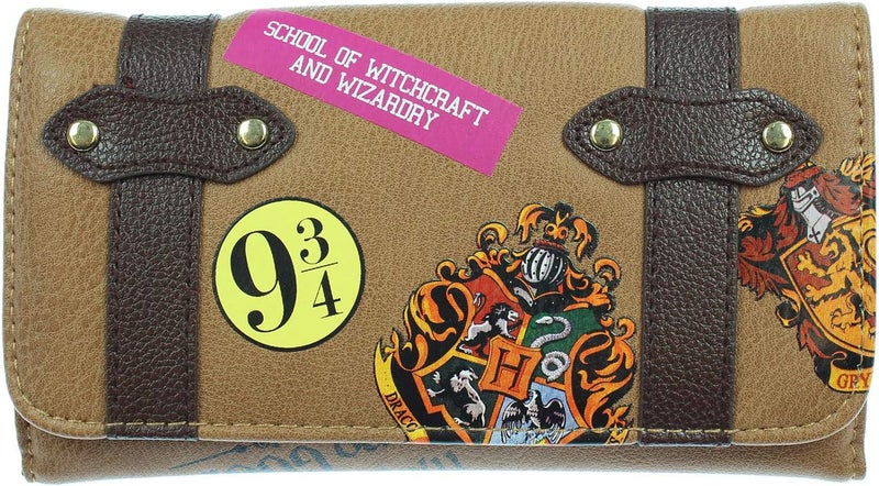 Harry Potter Hogwarts School Trunk Inspired Snap Closure Trifold Wallet - Image 1